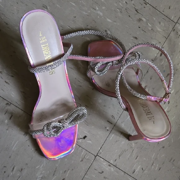 Dreamer's Pink and Silver Strappy Heels - Picture 3 of 4